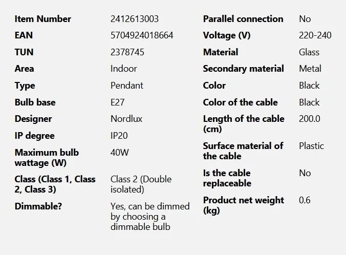 Pendul design nordic Milford