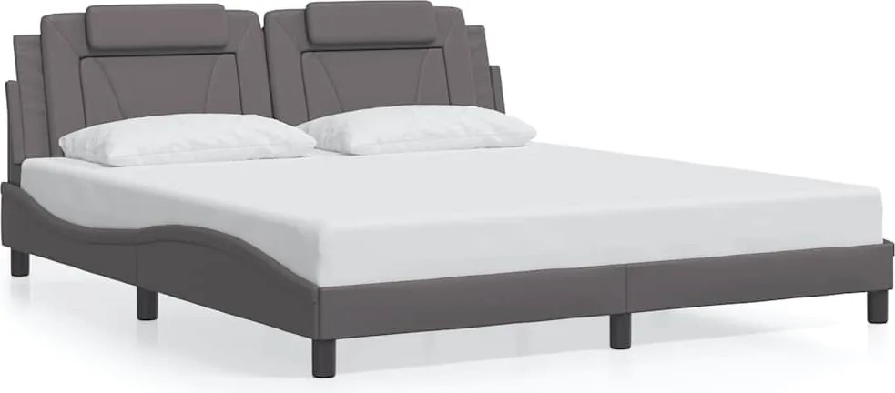 vidaXL Cadru de pat, Viana, fără saltea, gri, 180x200 cm, piele ecologică