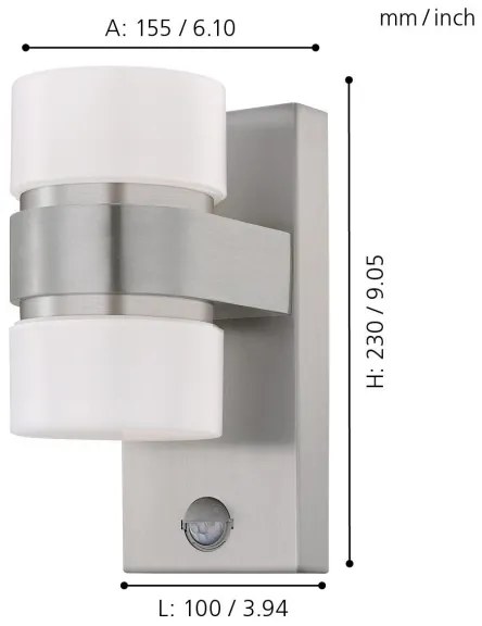Eglo 96277 - LED Corp de iluminat perete exterior cu senzor ATOLLARI 2xLED/6W