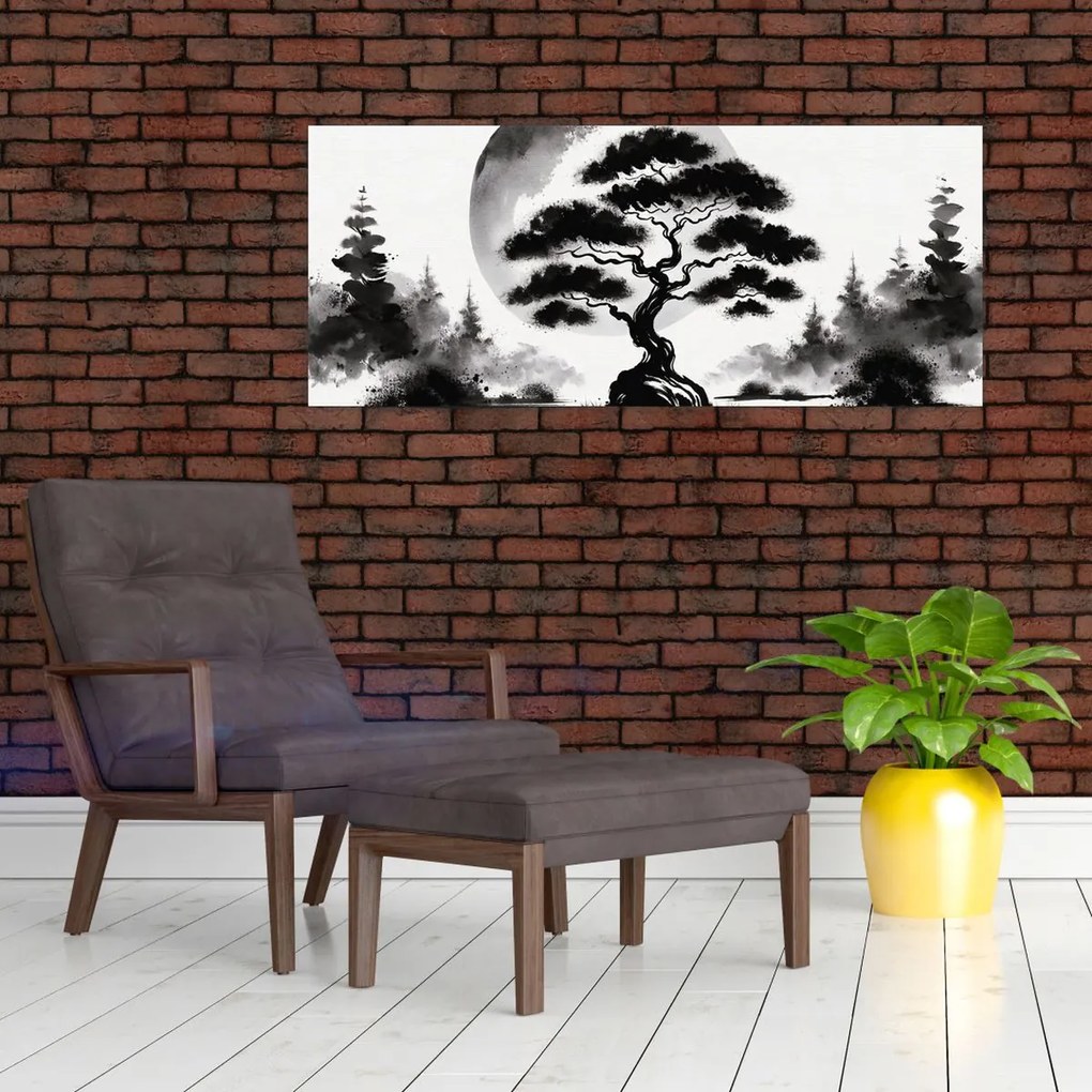 Tablou – Bonsai alb-negru (120x50 cm)
