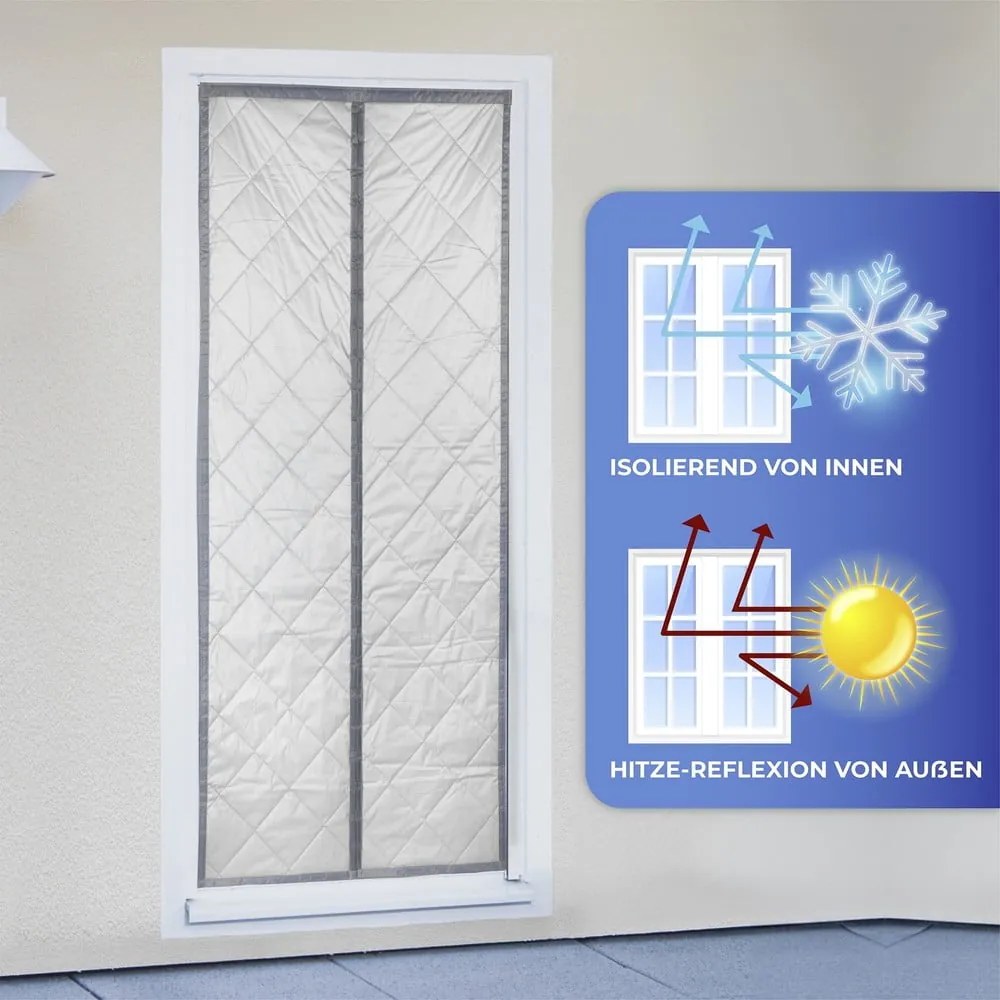 Draperie gri/argintie termoizolantă 80x200 cm cu prindere la ușă – Maximex