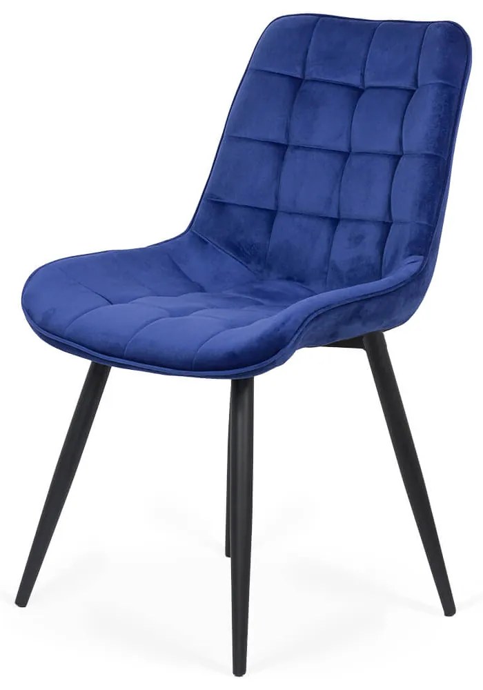 Scaun living modern din catifea cu cadru metalic BUC 206 bleumarin