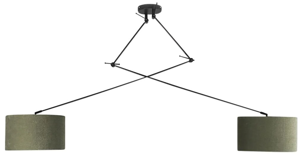 Lampă suspendată inteligentă neagră cu abajur 35 cm verde incluzând 2 Wifi A60 - Blitz