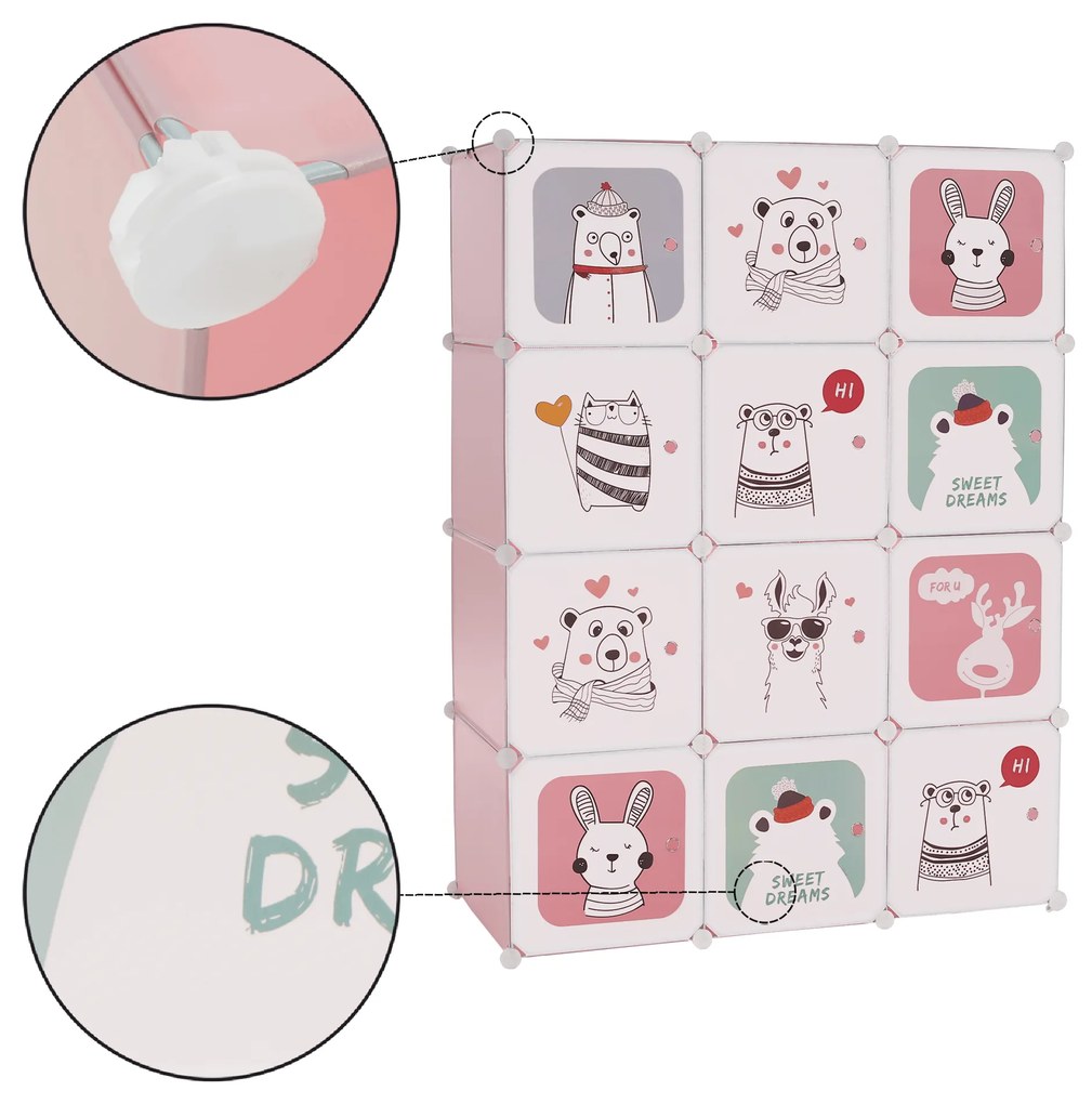 Dulap modular pentru copii, roz  model copii, NURMI