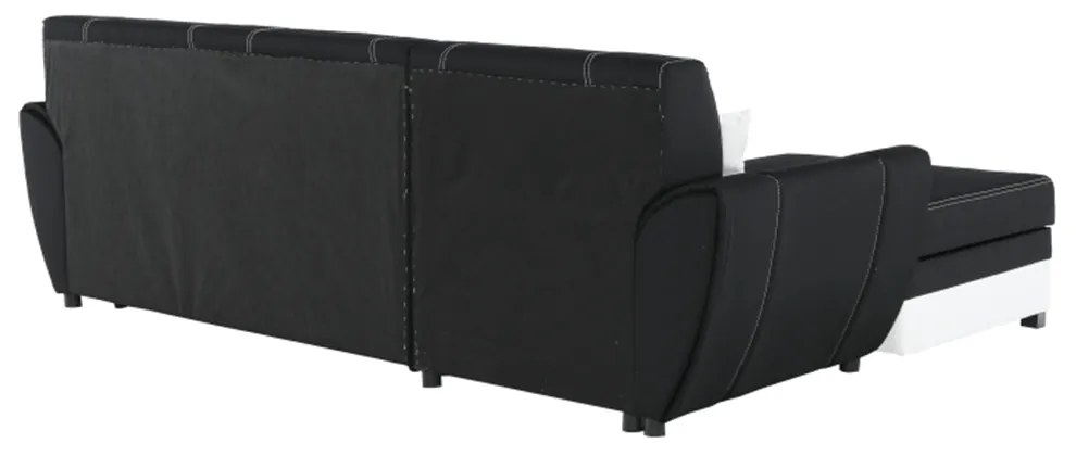 Colţar, piele ecologică albă/material textil negru, model stânga, MARUTI