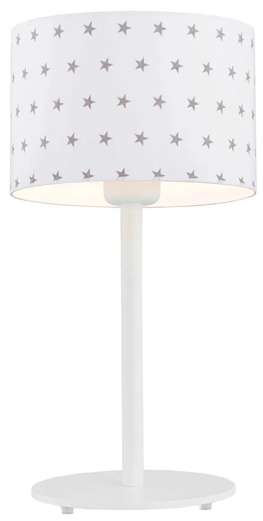 Veioza/Lampa de masa pentru camera copii MAGIC alba cu stele gri