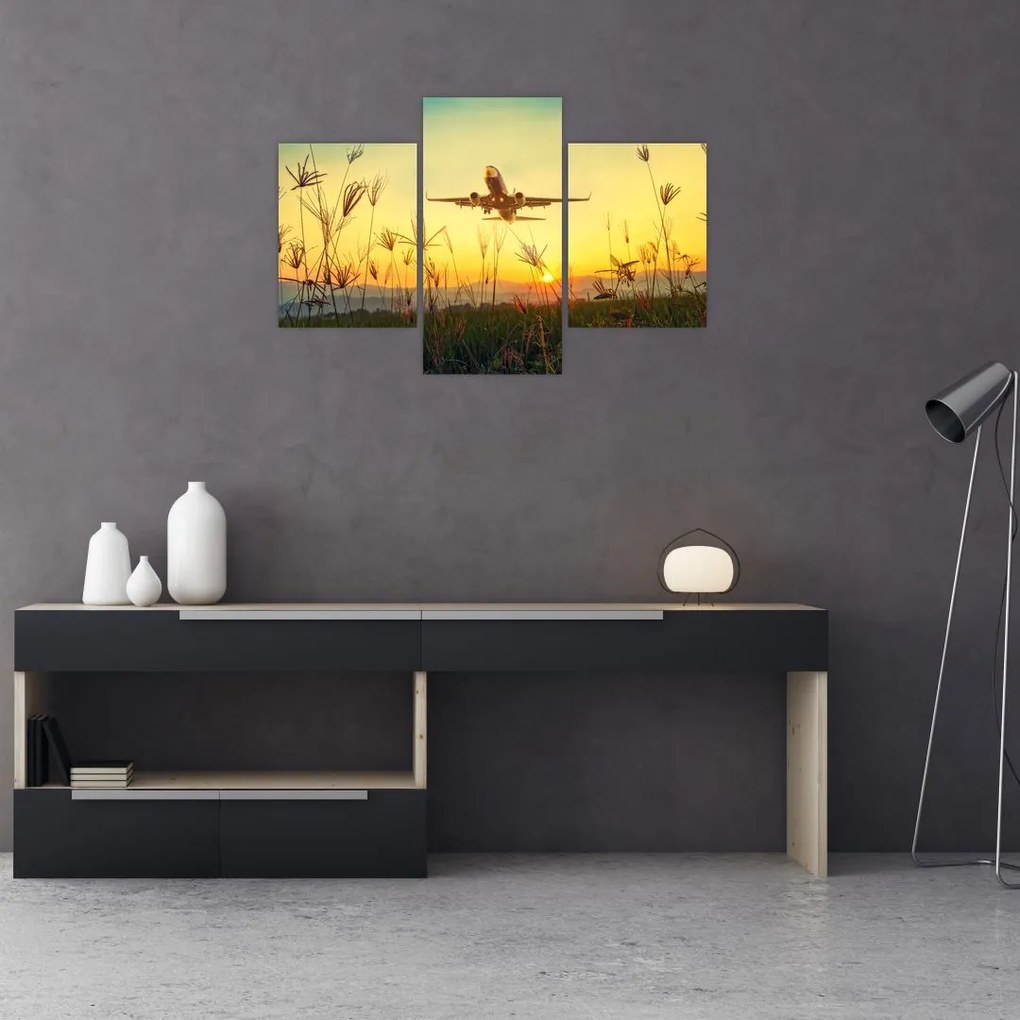 Tablou cu avionul ridicându-se spre zbor (90x60 cm)
