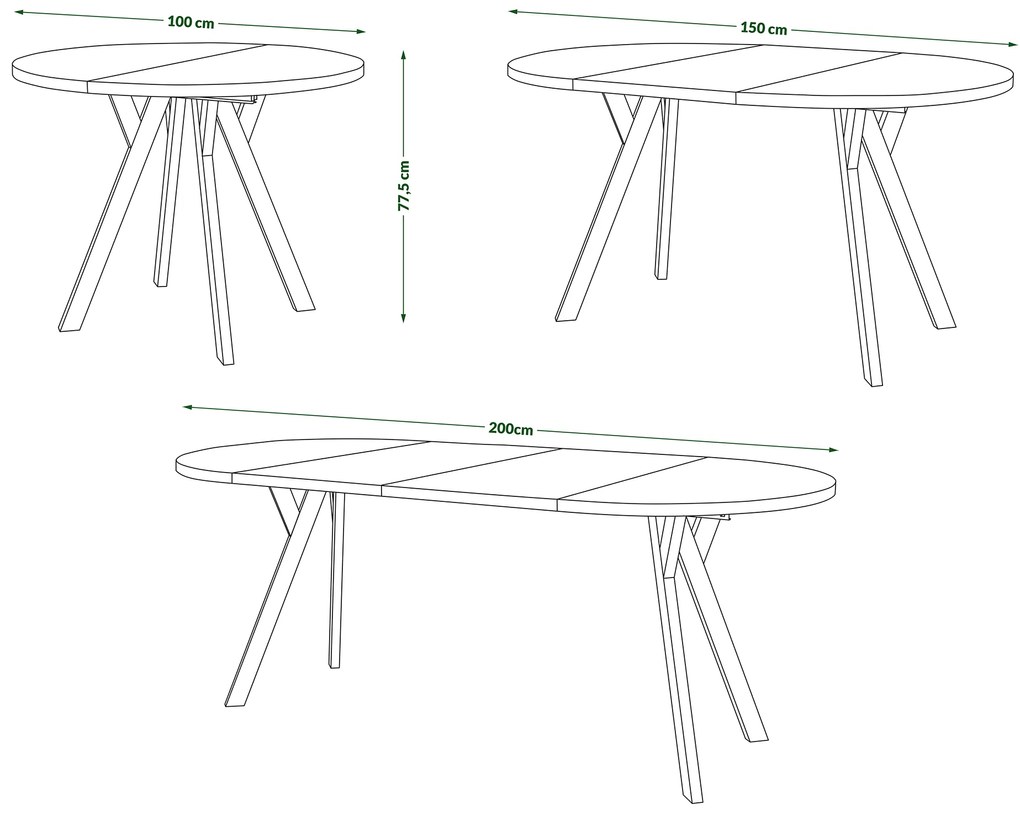 Mazzoni ALMO Stejar Artisan/picioare bej - MASĂ ROTUNDĂ EXTENSIBILĂ CU PICIOARE ÎN FORMĂ DE Y STIL LOFT PENTRU SALON/SUFRAGERIE