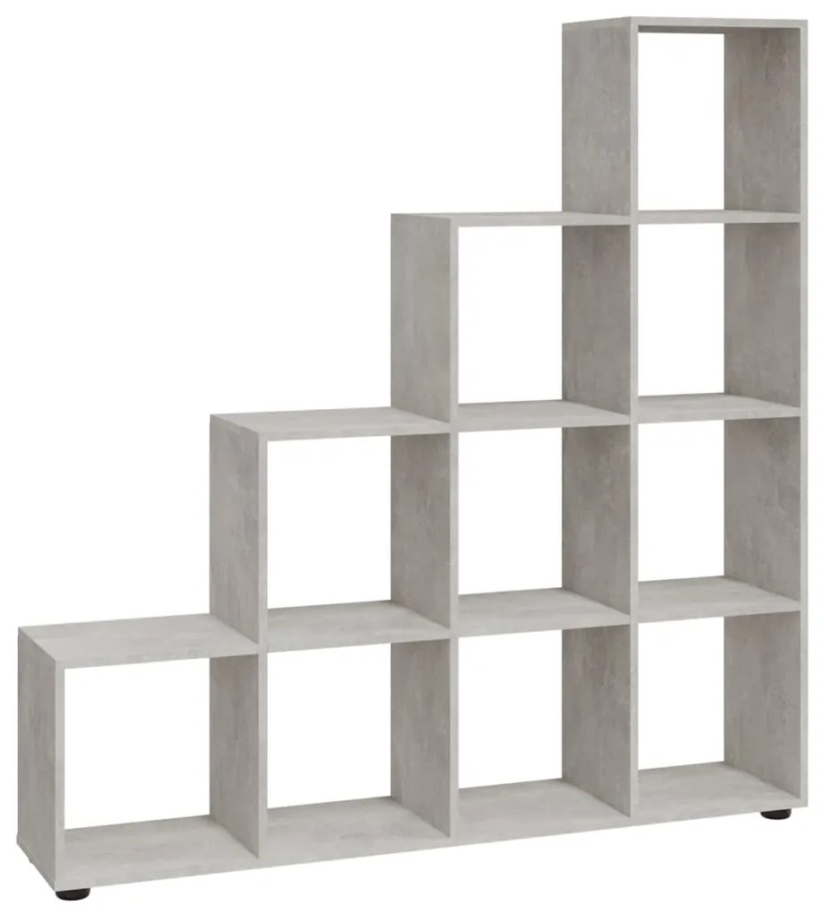 342598 vidaXL Bibliotecă în trepte, gri beton, 142 cm, lemn compozit
