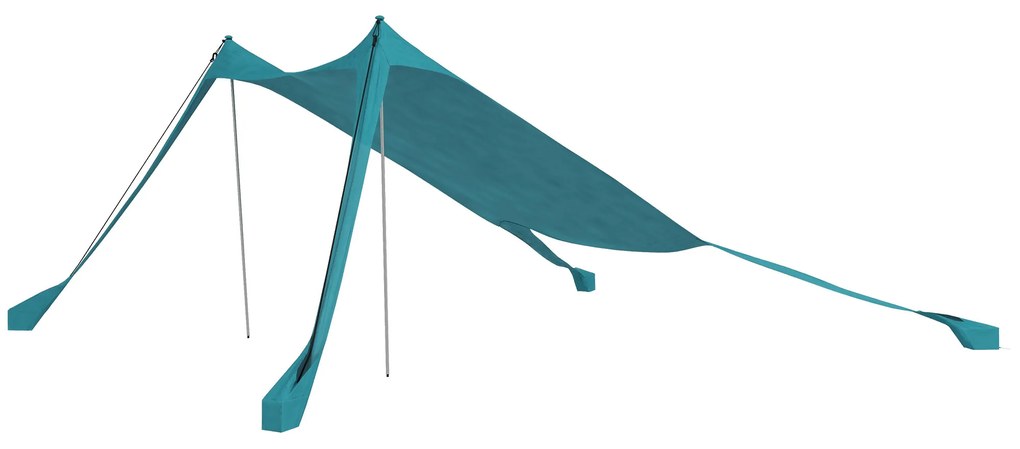 Outsunny Cort de plajă, adăpost solar de camping, față de cort cu 2 stâlpi, copertină de umbră exterioară - dim. 215L x 200l x 200H cm | Aosom Romania