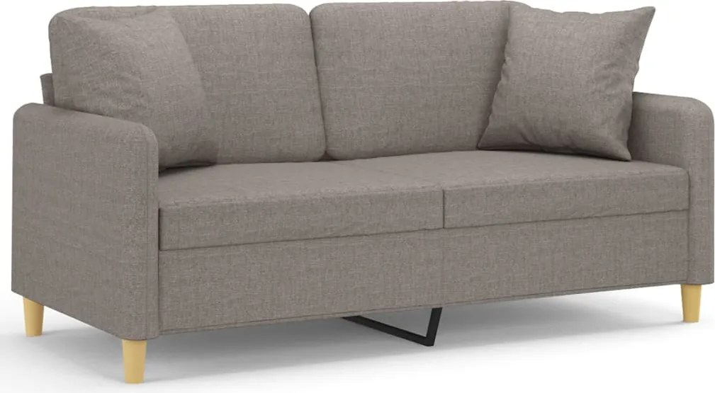 vidaXL Canapea cu 2 locuri cu pernuțe, gri taupe, 140 cm, textil