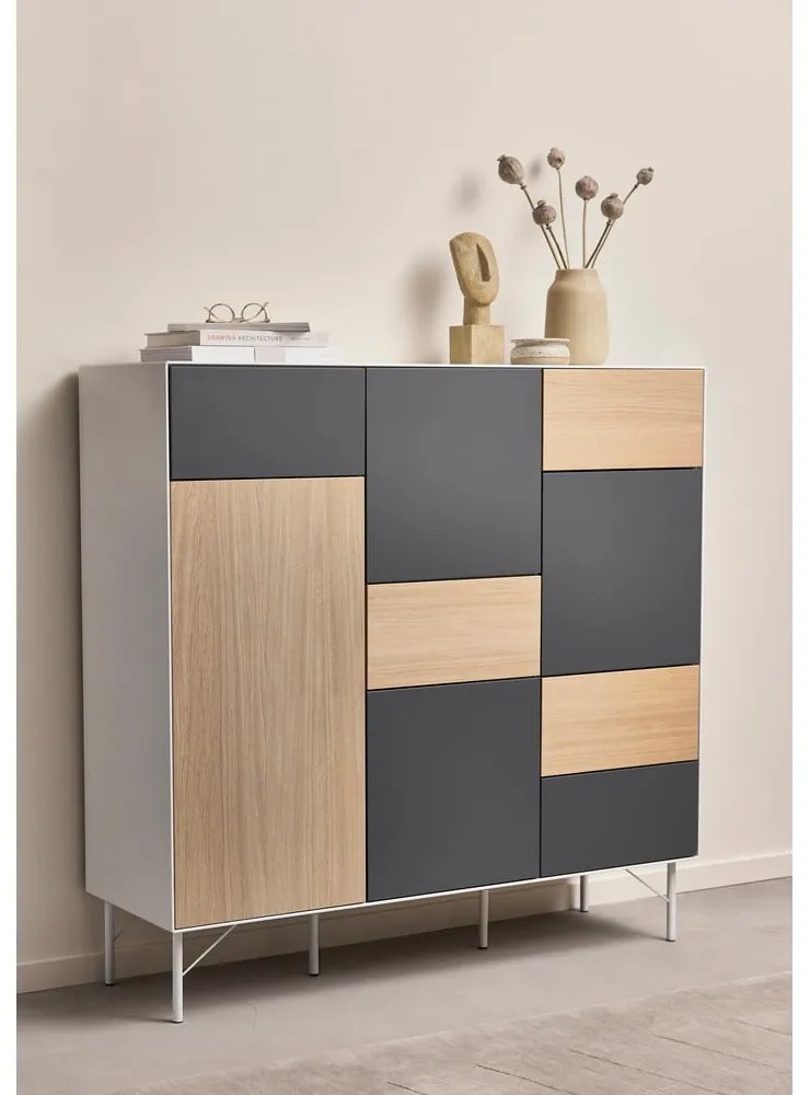 Comodă înaltă gri antracit-natural136x133 cm Edge by Hammel – Hammel Furniture