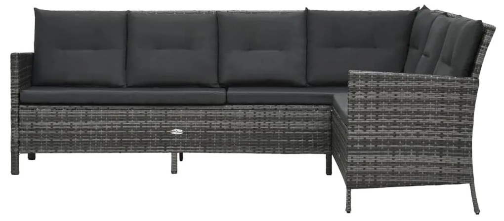 Set mobilier de gradina cu perne, 4 piese, poliratan, gri