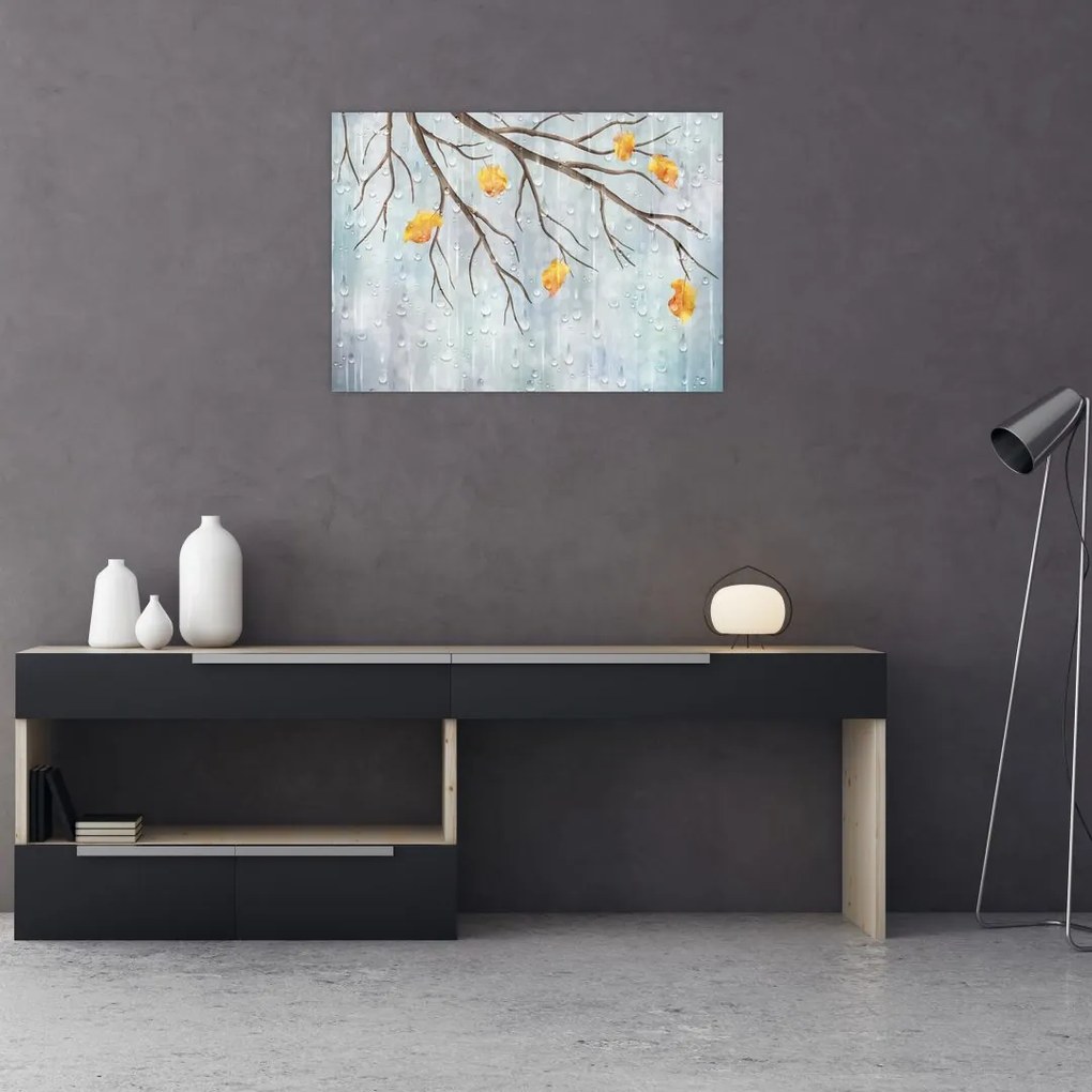 Tablou pe sticlă - Toamna ploioasă (70x50 cm)