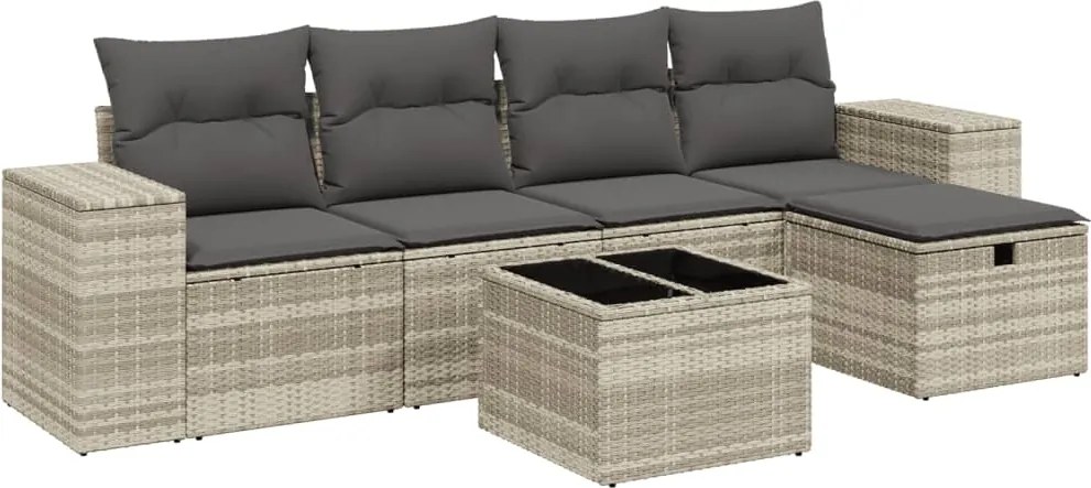 vidaXL Set canapele de grădină cu perne, 6 piese gri deschis poliratan