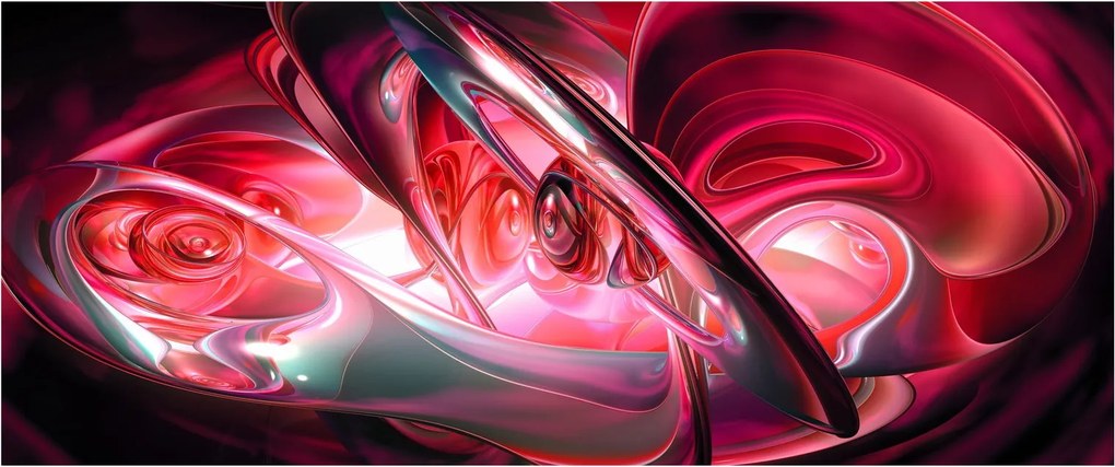 Tabloul fractalilor în roșu (120x50 cm)