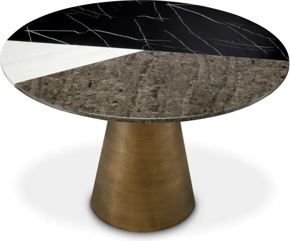 Masa Rotunda LUX din Otel, Marmura Artificiala, Tricolori 120cm