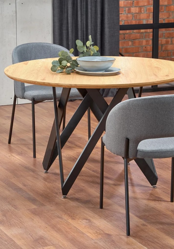 Set masa rotunda Mozambik ø120 cm + 4 scaune K373 gri