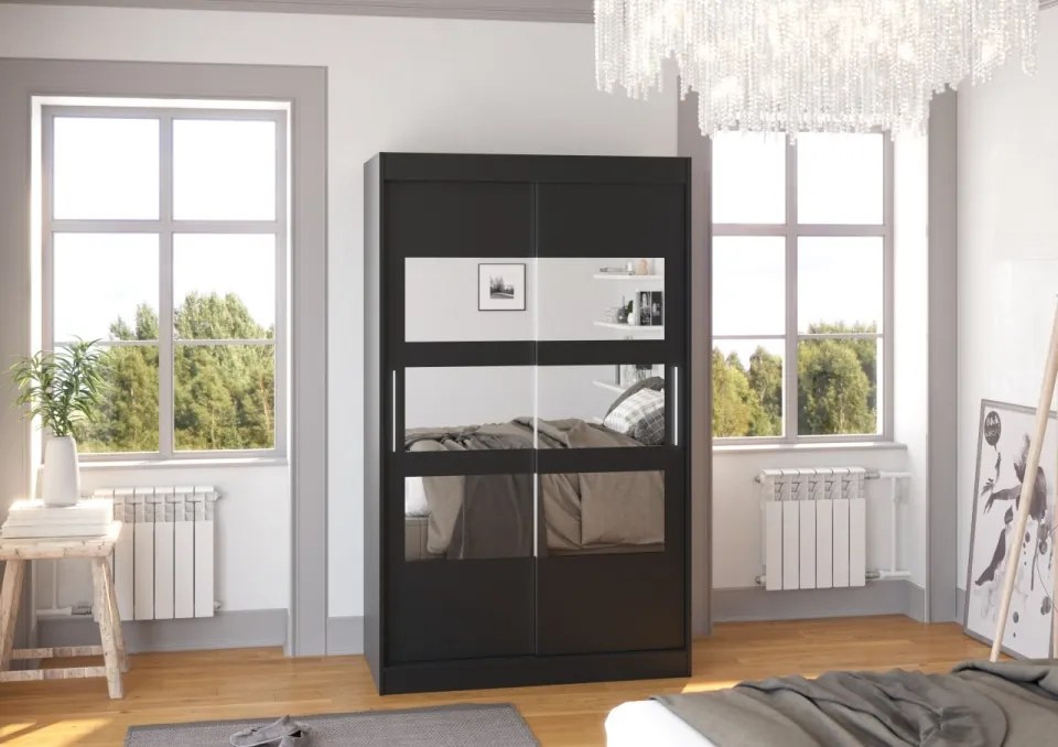 Dulap cu usi glisante si oglinda 120x200 cm, Kolorado, ADRK Furniture (Culoare: Alb)