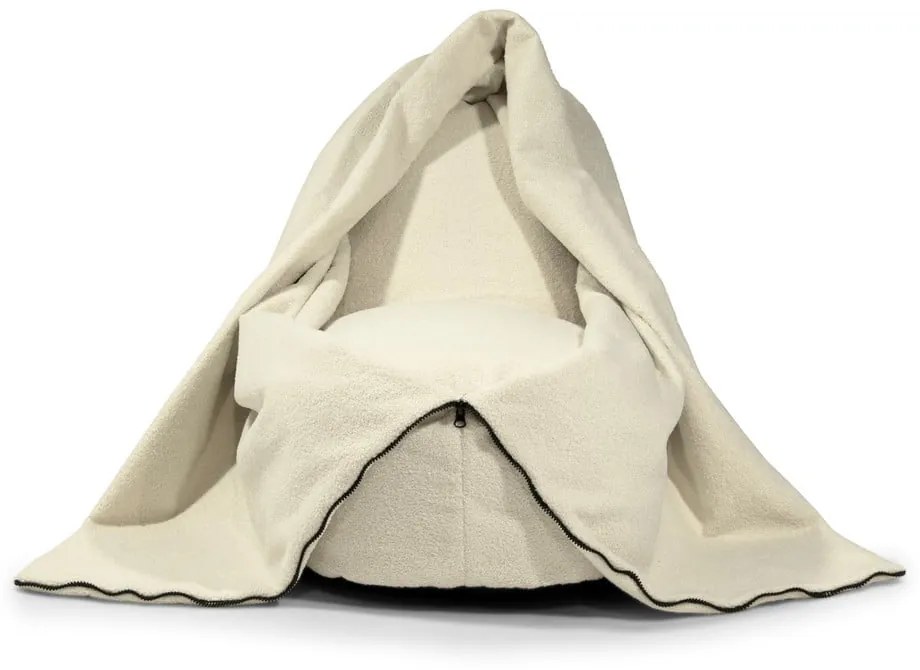 Fotoliu puf pentru copii maro cu tapițerie din țesătură bouclé Cocoon 100 – SLOWDOWN