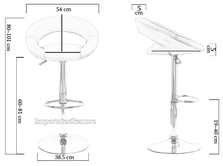 Scaun bar crem rosu , reglabil pe inaltime, din piele ecologica ABS 151