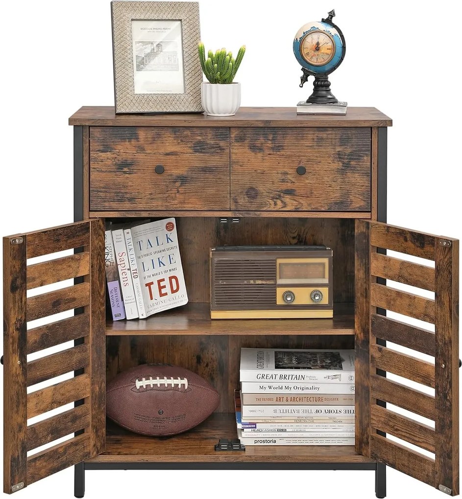 Bufet Rustic, Vasagle, 70x30x80 cm, PAL/fier, maro rustic