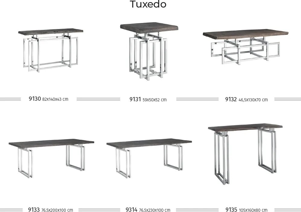 Consola design LUX din otel lucios si lemn Tuxedo