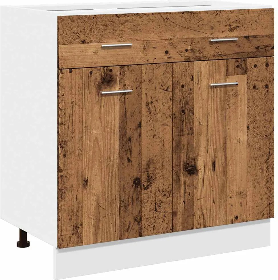 vidaXL Dulap inferior cu sertar “Lyon” lemn vechi 80x46x81,5cm