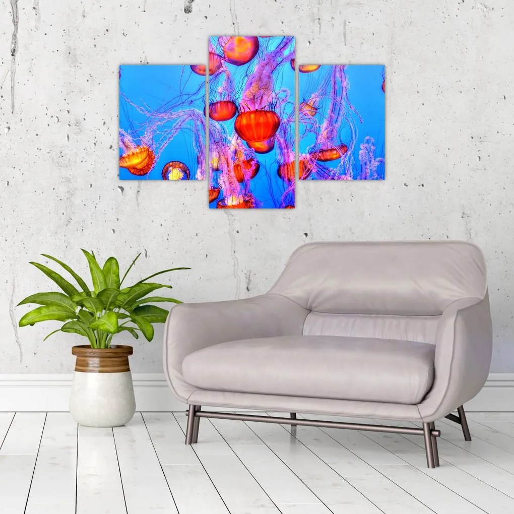 Tablou cu meduse în mare (90x60 cm)