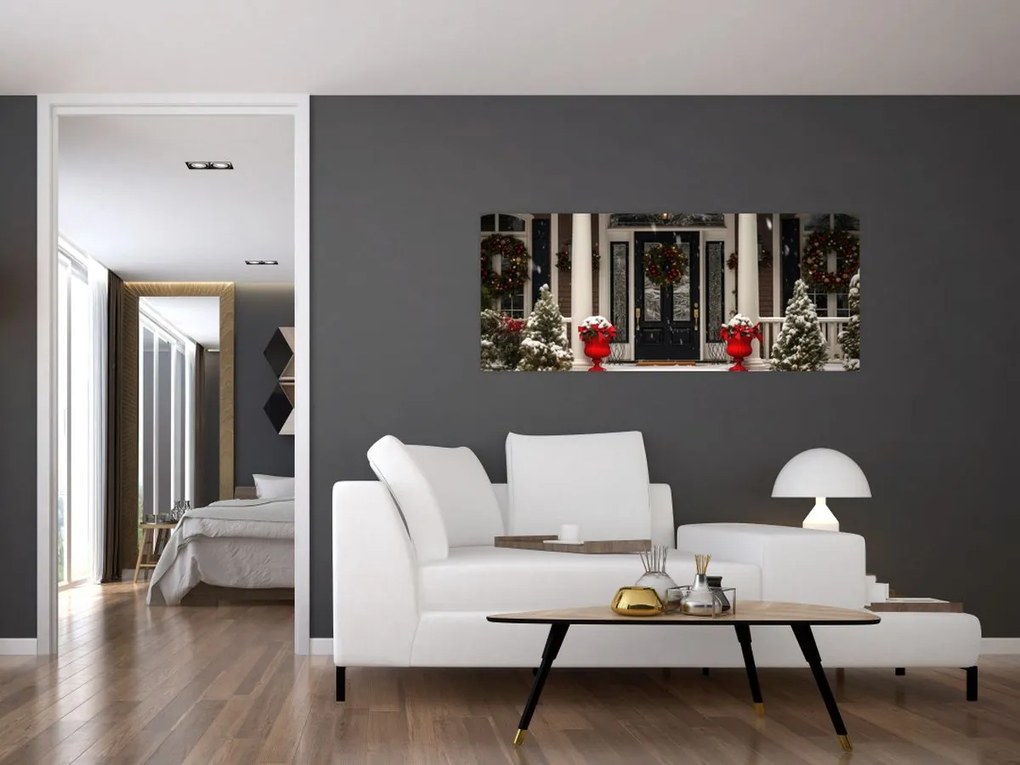 Tablou - Casa decorată de Crăciun (120x50 cm)