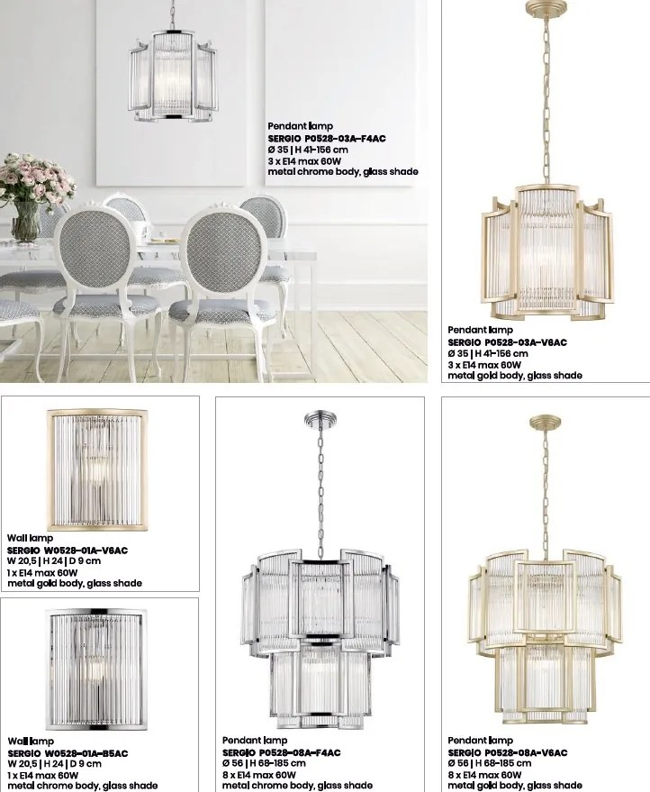 Lustra, Candelabru elegant design modern SERGIO auriu P0528-03A-V6AC ZL