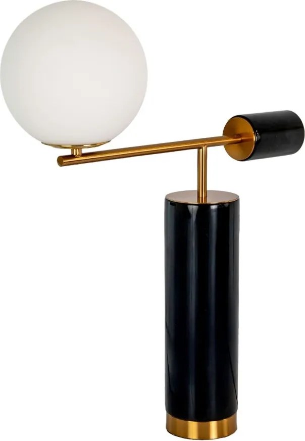 Lampa de masa din otel negru si marmura portelanata neagra
