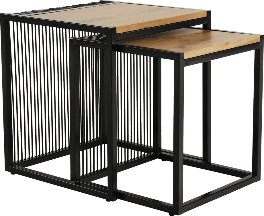 Set 2 masute RIMBO, stejar/negru