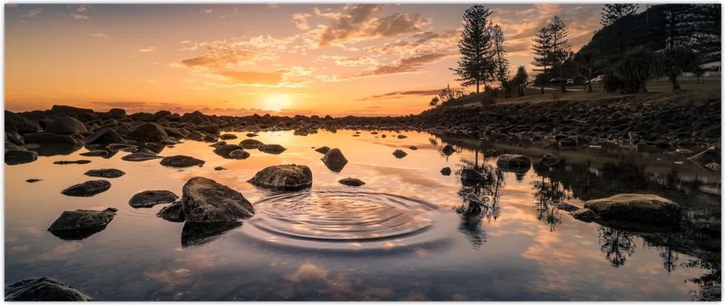 Tablou - Apus de soare la lac (120x50 cm)