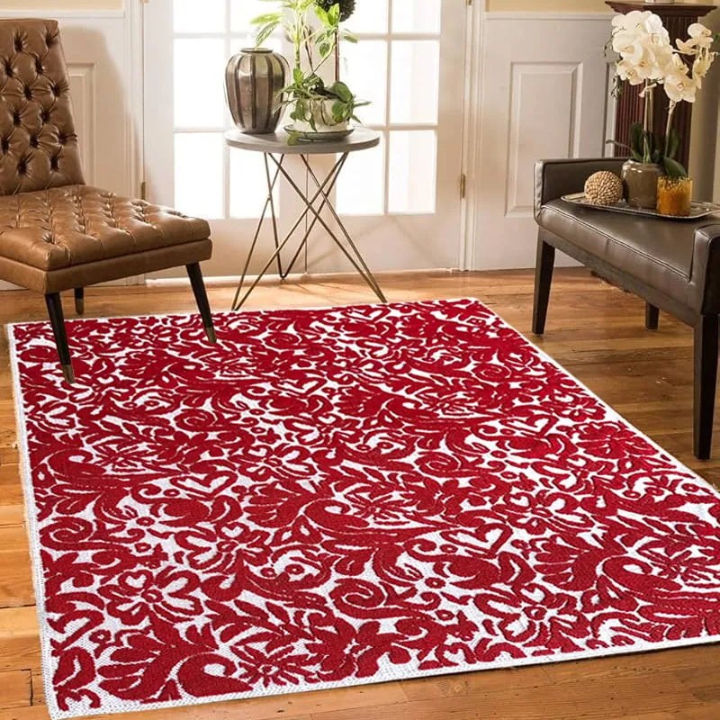 Covor tesut din Bumbac, rosu, 160x250 cm, CBB508