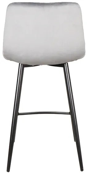 Scaun de bar gri MILA VELVET cu picioare negre