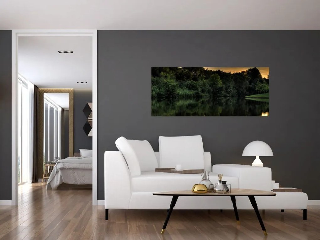 Tablou cu lac în pădure (120x50 cm)
