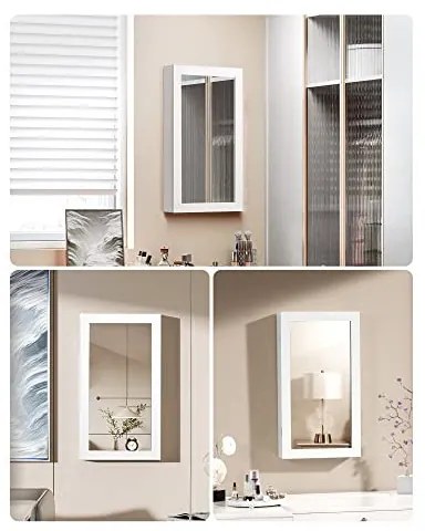 Dulap de bijuterii pentru perete, Songmics, Oglinda, JBC51W, 10.5 x 37 x 67 cm