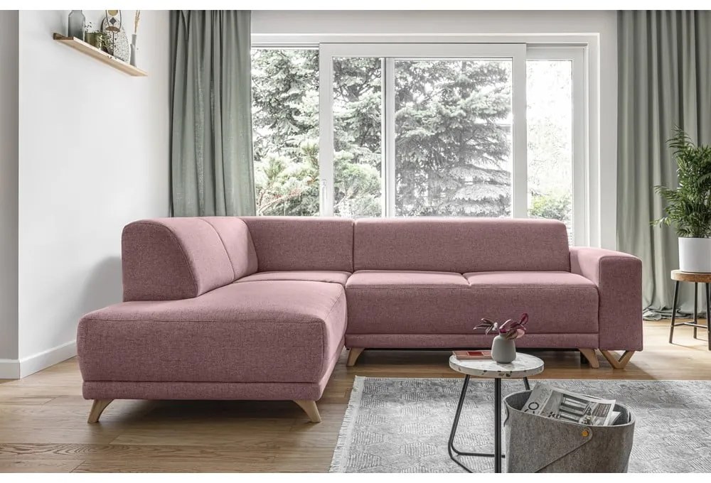 Colțar roz extensibil/cu spațiu de depozitare (cu colț pe partea stângă/în formă de ”L”) Classy Sophie – Miuform