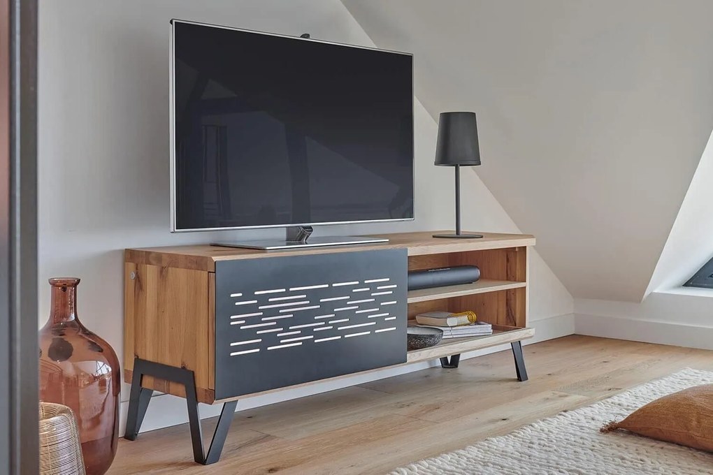 Comodă TV stejar masiv Edge Multiple Dimensiuni - 171 x 42 x 55 cm, Tabac