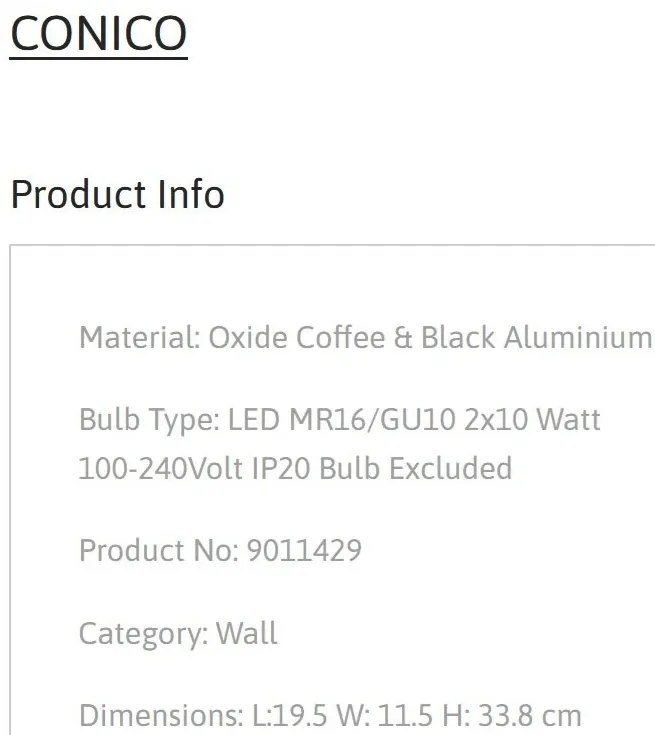 Aplica cu 2 Spoturi directionabile CONICO coffee, NVL-9011429