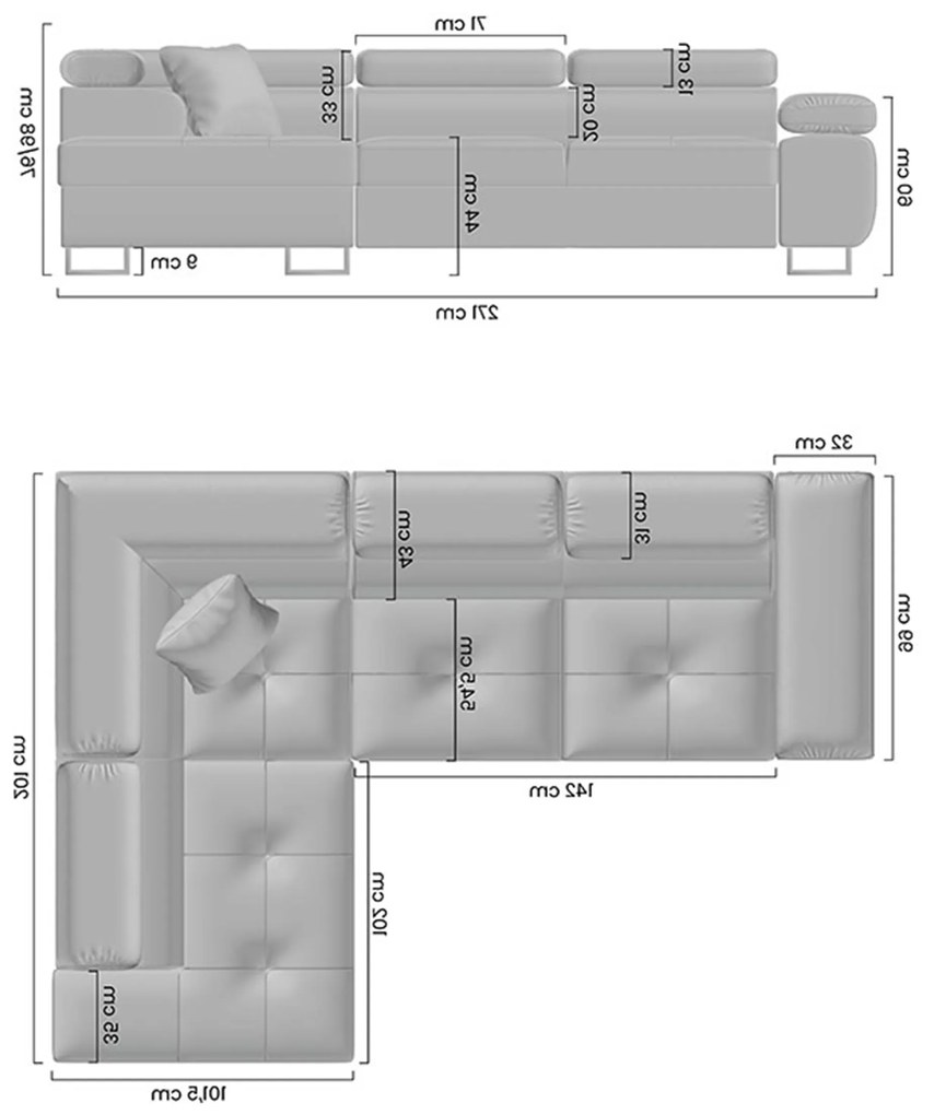 Colțar extensibil Annabelle L stânga - albastru marin Monolith 77 / picioare cromate