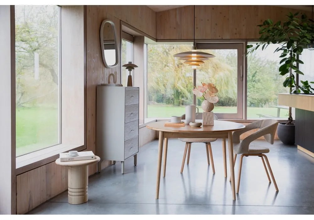 Masă de dining rotundă extensibilă cu blat cu aspect de lemn de stejar cu blat suplimentar ø 120 cm Twist – Zuiver