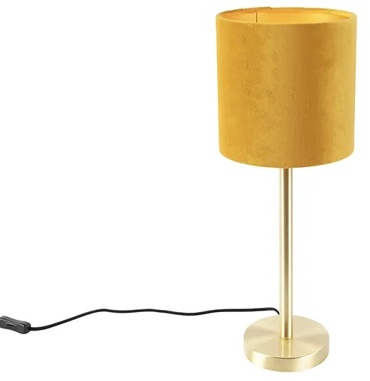 Lampă de masă din alamă cu abajur galben 20 cm - Simplo