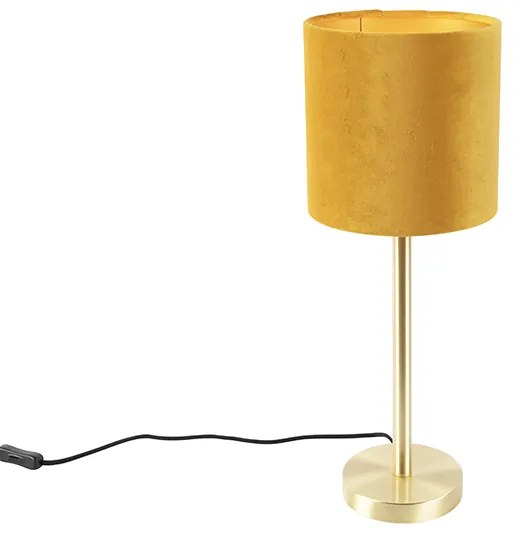 Lampă de masă din alamă cu umbră galbenă 20 cm - Simplo