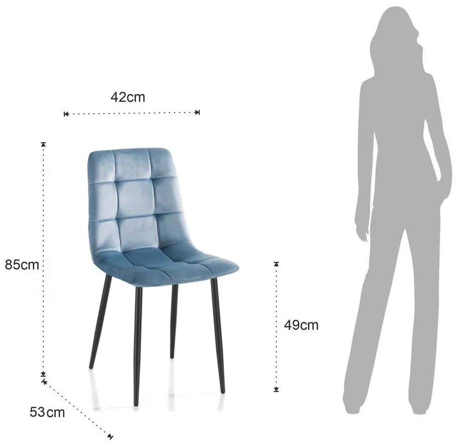 Scaune de dining albastre 2 buc. din catifea Faffy – Tomasucci