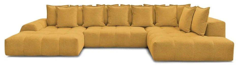 Colțar galben muștar extensibil/cu spațiu de depozitare cu tapițerie din chenille (cu colț pe partea dreaptă/în formă de "U") Everest – Bobochic Paris