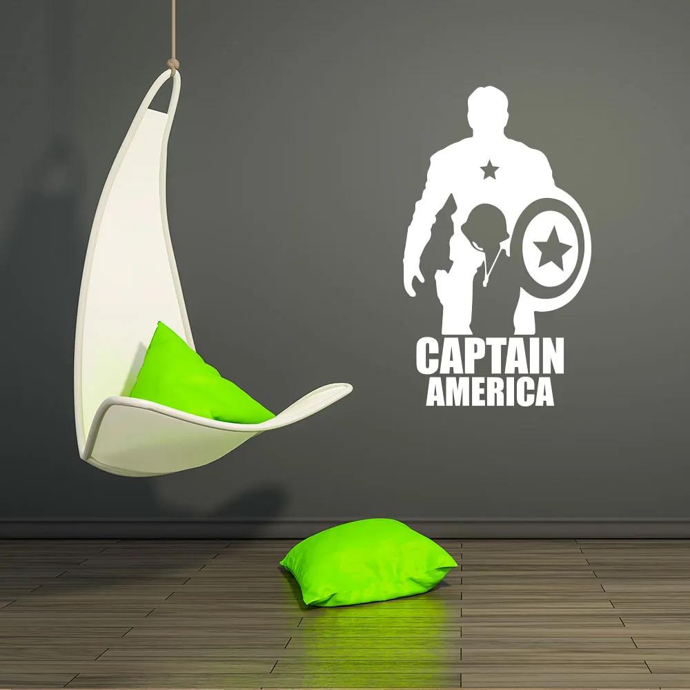 GLIX Avengers Captain America - autocolant de perete Alb 90x50 cm