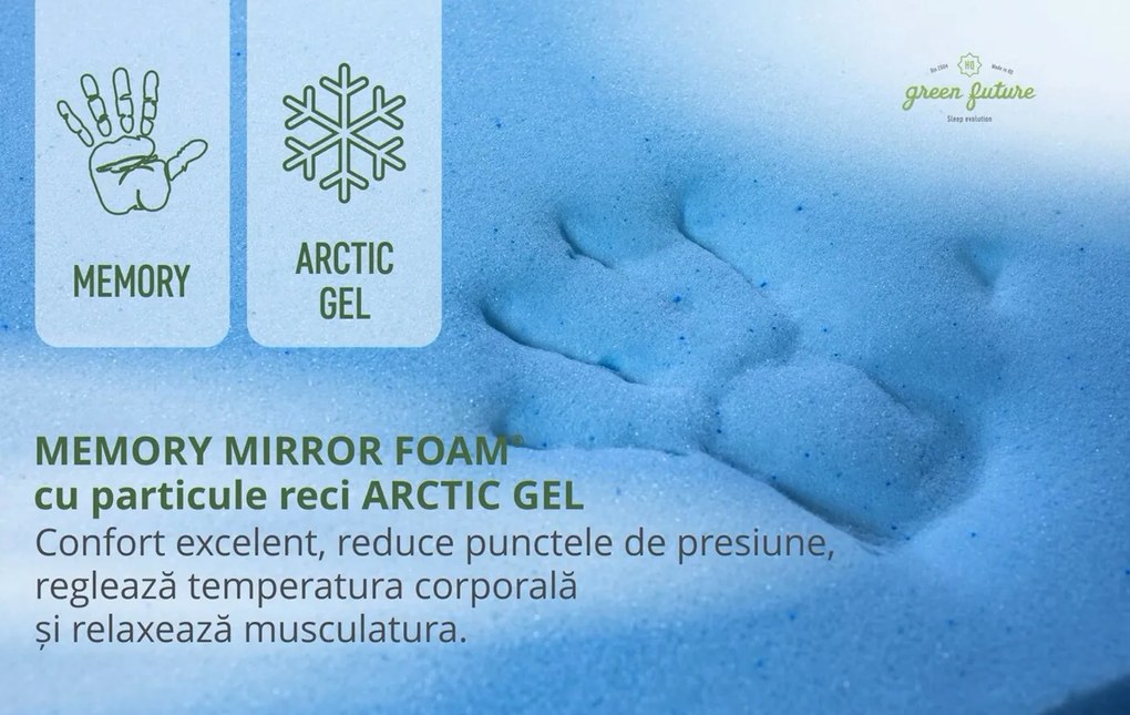 Topper 5 cm Spuma Memory cu Arctic Gel, Lana si Jacquard pentru pat copii 2-12 ani 160x80 cm - ASC301195