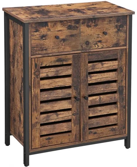 Dulăpior Vintage 2 Usi Si 2 Sertare, Maro Rustic, 80 Cm